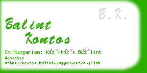 balint kontos business card